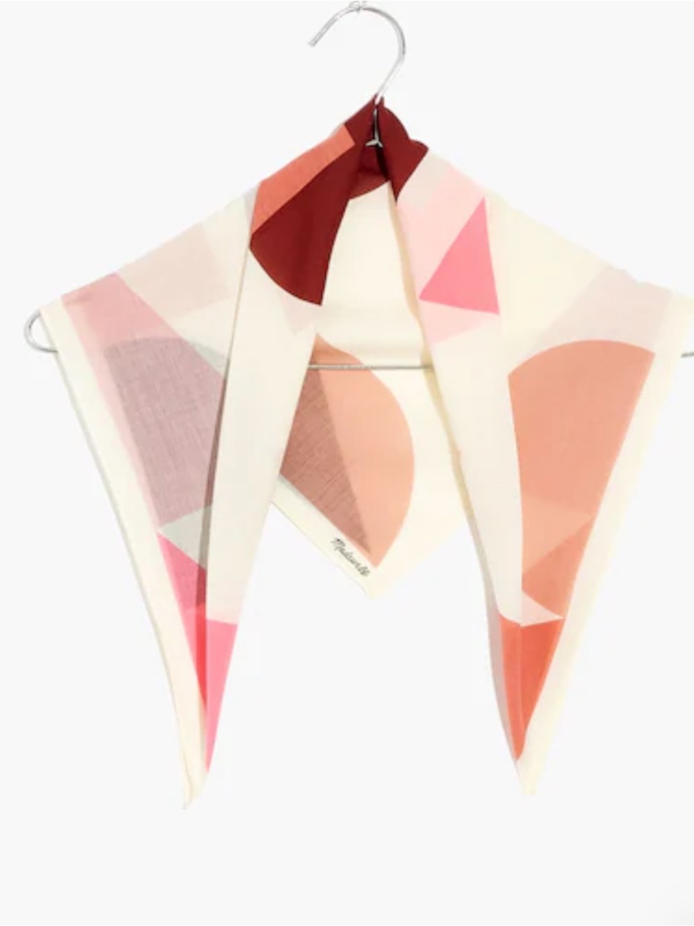 Madewell Geometric Print Silk-Feel Scarf in Cream, Pink, Brown, Black